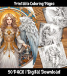 Angels downloadable coloring pages by Happy Colorist