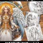 Angels downloadable coloring pages by Happy Colorist