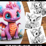 Baby dragon coloring pages by Happy Colorist