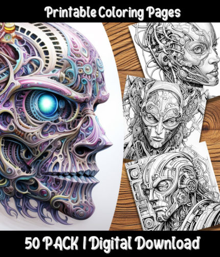 biomechanical coloring pages by happy colorist