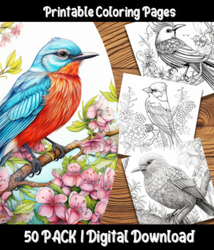 bird coloring page by happy colorist