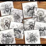 bee coloring pages by Happy Colorist