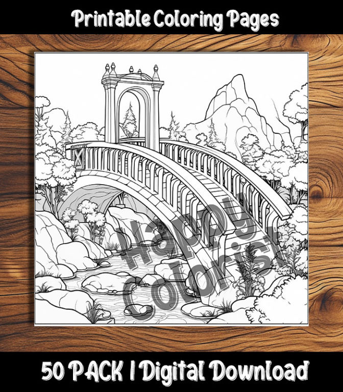 bridge coloring pages by happy colorist