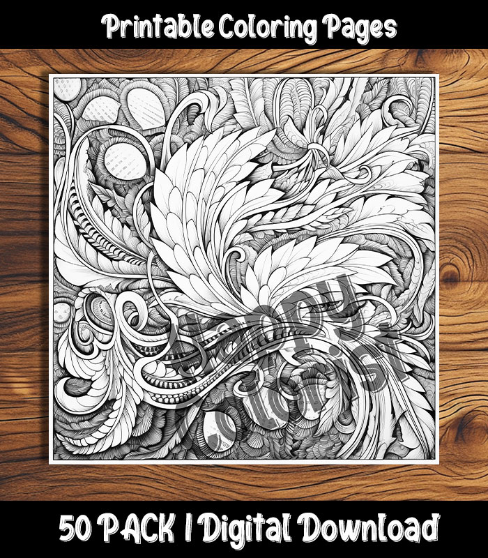 Abstract Pattern coloring page 50 pack by Happy Colorist. single image example with watermark