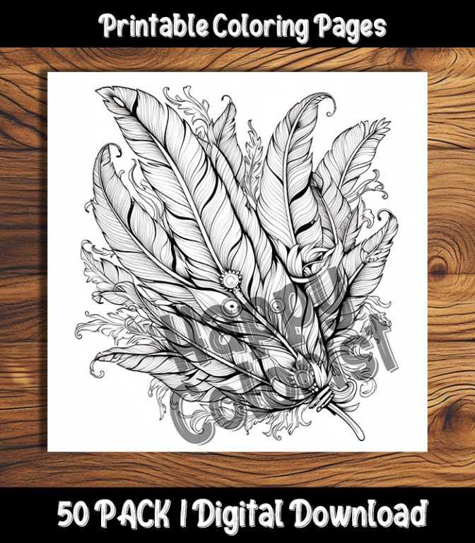 feather coloring pages by happy colorist