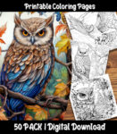 owl coloring pages by happy colorist