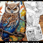 owl coloring pages by happy colorist