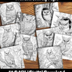 owl coloring pages by happy colorist