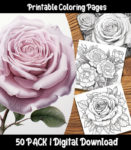 roses coloring pages by Happy Colorist