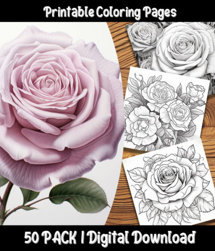 roses coloring pages by Happy Colorist