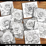 roses coloring pages by Happy Colorist