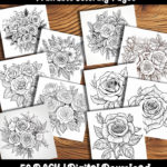 roses coloring pages by Happy Colorist