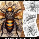 steampunk bee coloring pages