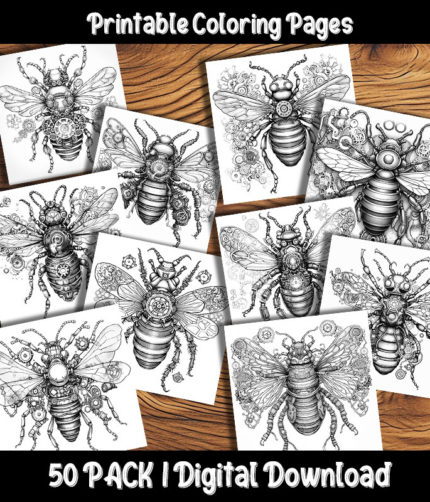 steampunk bee coloring pages