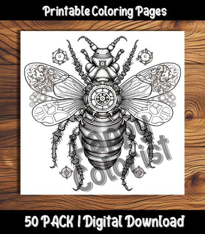 steampunk bee coloring pages