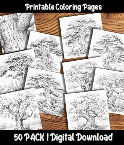 tree coloring pages by happy colorist