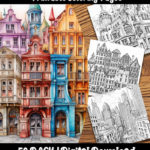 architecture coloring pages by happy colorist