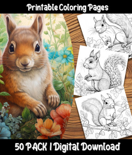squirrel coloring pages by happy colorist