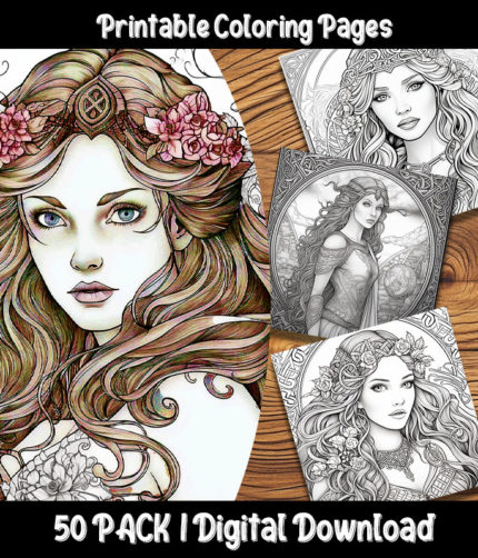 celtic maidens coloring pages by happy colorist