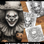 Haunted Halloween Adult Coloring Pages by Happy Colorist