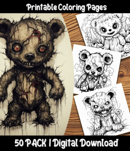 Scary Teddy Bear Coloring Pages by Happy Colorist
