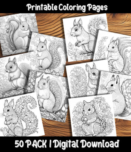 squirrel coloring pages by happy colorist