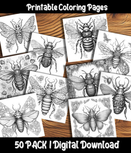 insect coloring pages by happy colorist