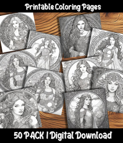 celtic maidens coloring pages by happy colorist