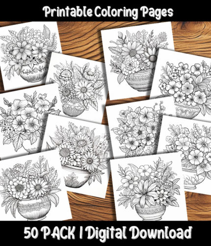 Floral Delight Coloring Pages by Happy Colorist