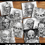 Haunted Halloween Adult Coloring Pages by Happy Colorist