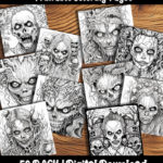 Haunted Halloween Adult Coloring Pages by Happy Colorist