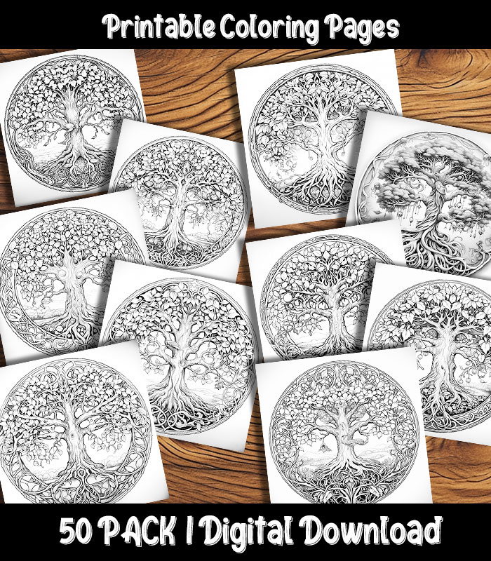 Tree of Life Coloring Pages 50 Pack | Happy Colorist