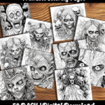 Haunted Halloween Adult Coloring Pages by Happy Colorist