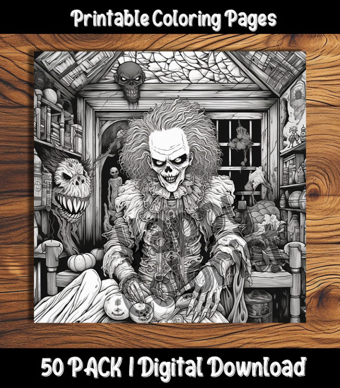 Haunted Halloween Adult Coloring Pages by Happy Colorist