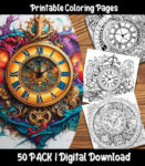 clock coloring pages by happy colorist