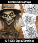 creepy scarecrow coloring pages by happy colorist