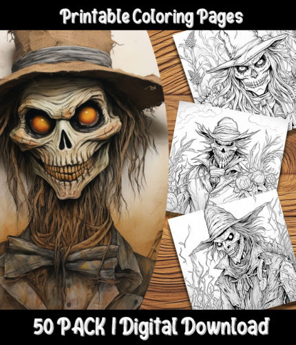 creepy scarecrow coloring pages by happy colorist