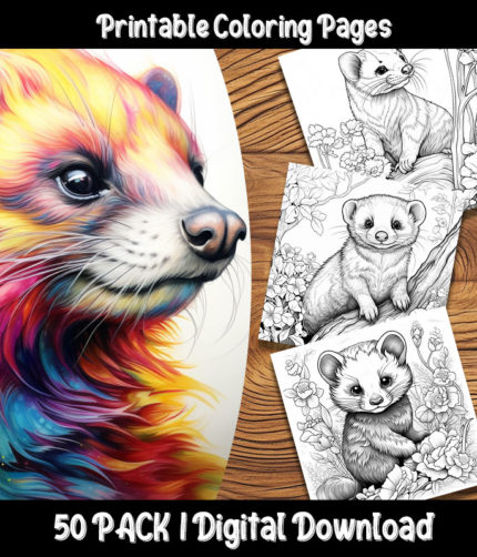 ferret coloring pages by happy colorist