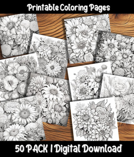 floral flowers coloring pages by happy colorist