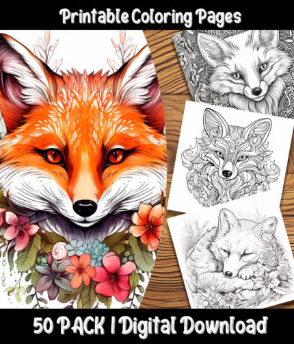 fox coloring pages by happy colorist