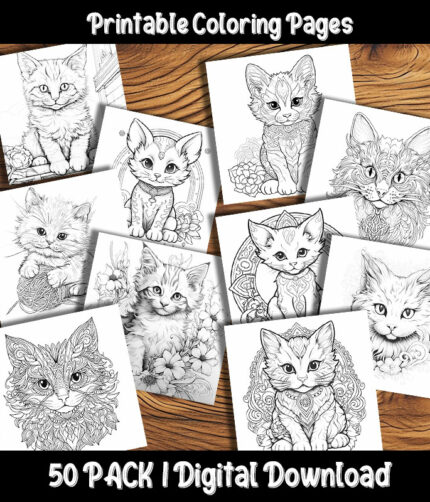 kitten coloring pages by happy colorist