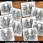 octopus overlord coloring pages that are cthulu inspired by happy colorist