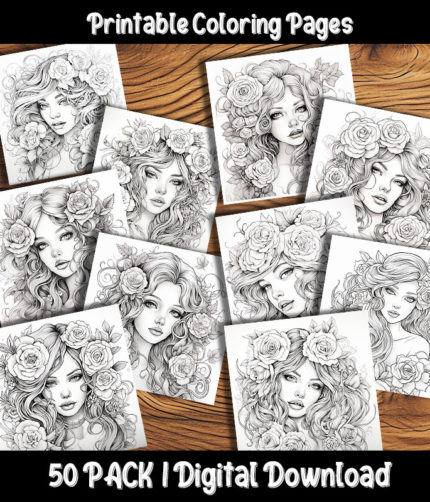 rose woman coloring pages by happy colorist