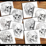 skull coloring pages by happy colorist