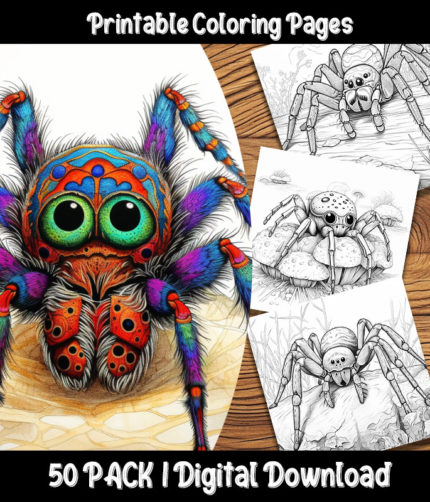 spider coloring pages by happy colorist