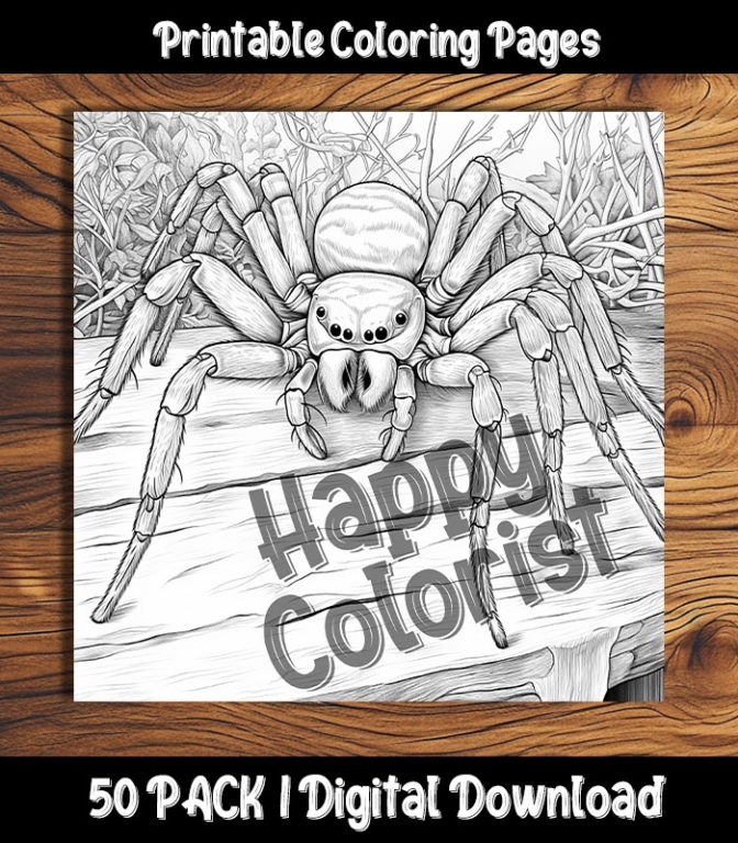 spider coloring pages by happy colorist