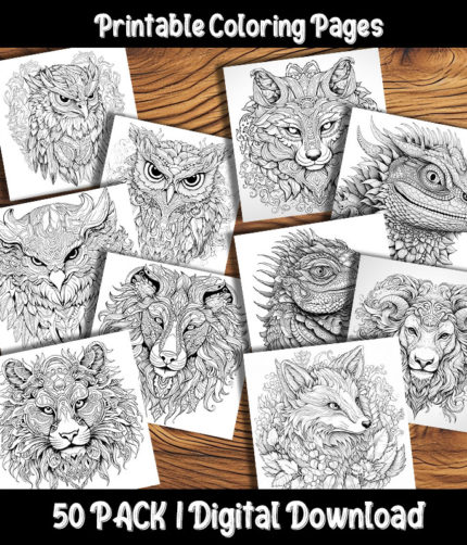 animal coloring pages by happy colorist
