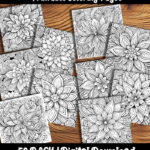 stylized flower coloring pages by happy colorist