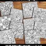 stylized flower coloring pages by happy colorist