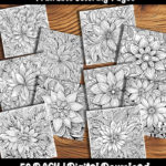 stylized flower coloring pages by happy colorist